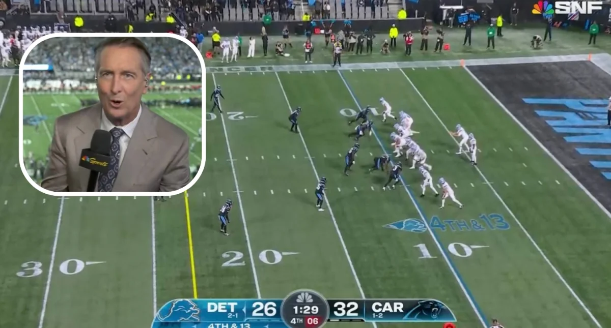 Cris Collinsworth calls out the Lions on Sunday Night Football. Credit: NBC
