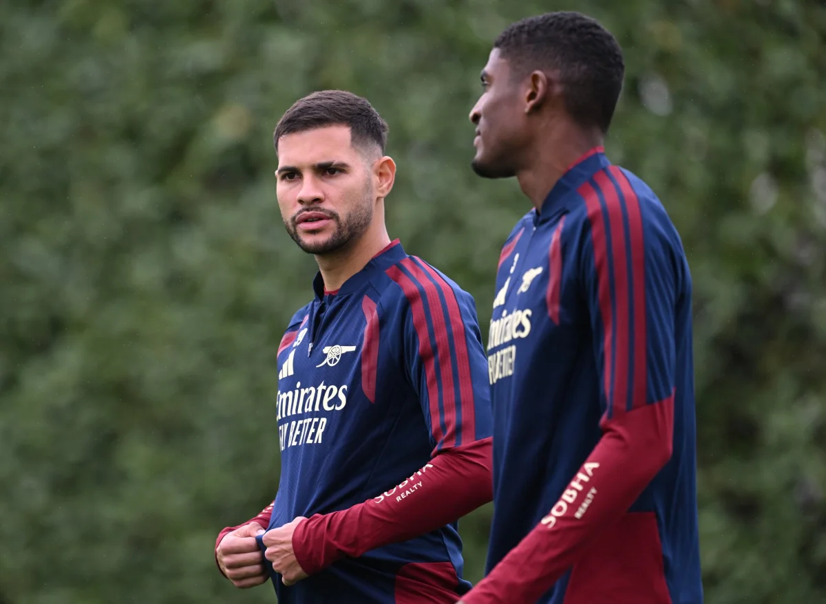LONDON COLNEY, ENGLAND - OCTOBER 12: Bruno Guimaraes of Arsenal during the training session on day ahead of the UEFA Champions League 2026/27 League Phase MD2 at Sobha Realty Training Centre on October 12, 2026 in London Colney, England. (Photo by David Price/Arsenal FC via Getty Images)